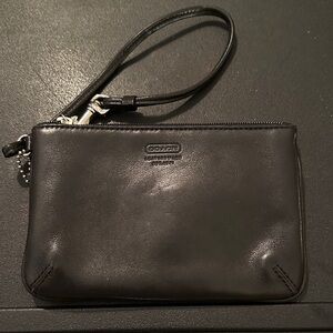 Coach Black Leather Wristlet with Strap